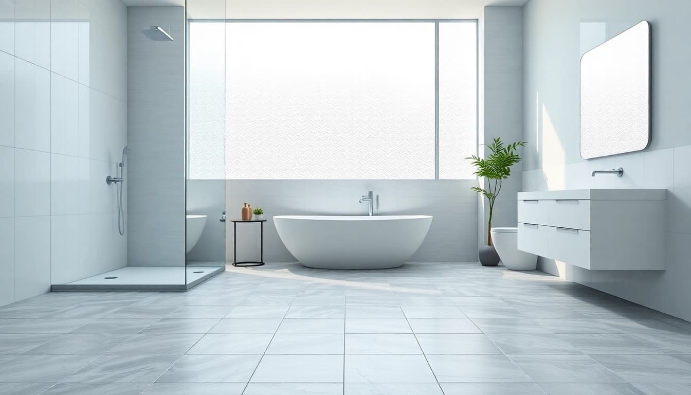 Admiring elegant shower bases in a stylish bathroom that highlight modern design and functionality.