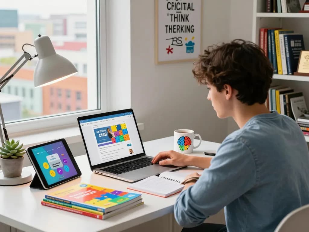 C168 online course study setup with student focused on learning in a modern workspace.