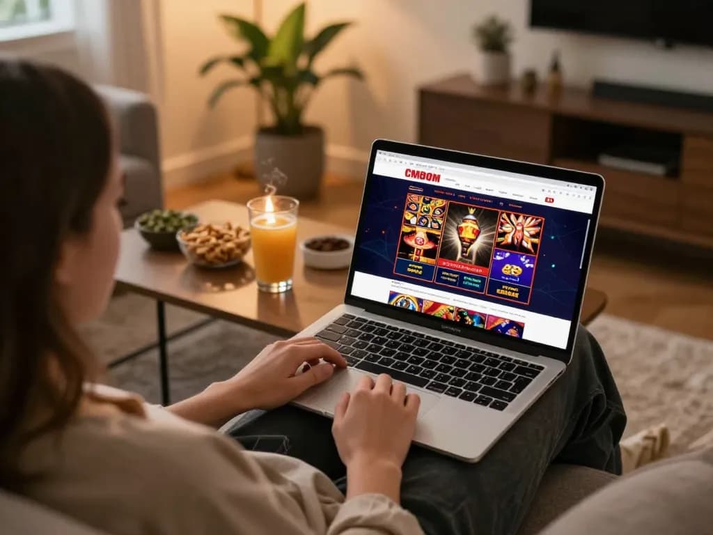 Enjoying online casino games on CM88 COM with a cozy setup and engaging interface