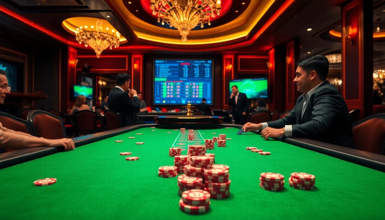 Experience the thrill of WW88 with players enjoying Baccarat at a vibrant casino.