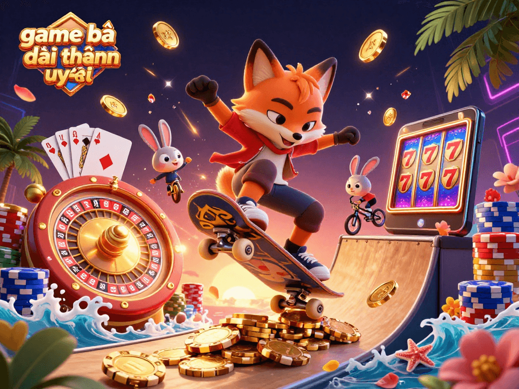 Experience the thrill of game bài đổi thưởng uy tín with vibrant casino elements and dynamic characters in action.