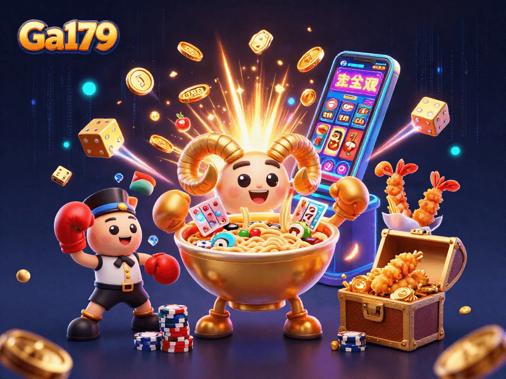 Engage with Ga179's vibrant 3D casino scene featuring dynamic characters and exciting gaming elements.