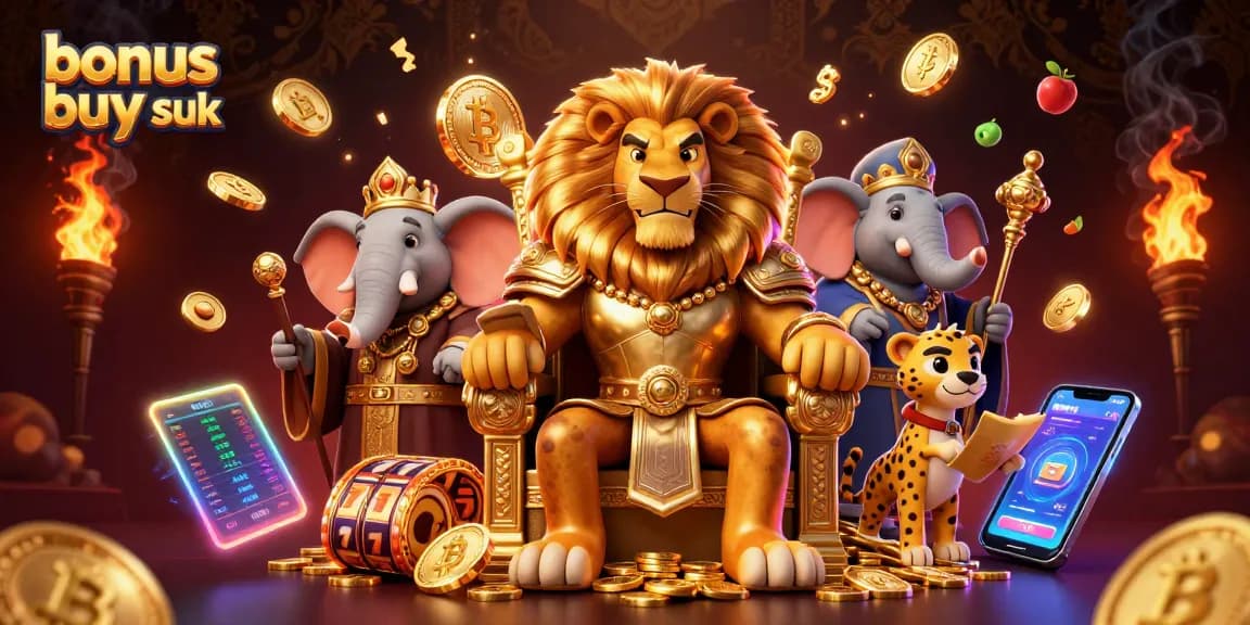 Play exciting bonus buy slots uk with dynamic characters and slot elements amid vibrant 3D casino style.