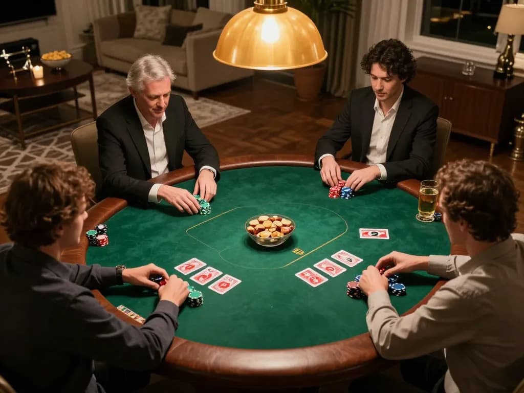 Players experience strategic gameplay during a poker night focused on tr88 stakes in a cozy setting.