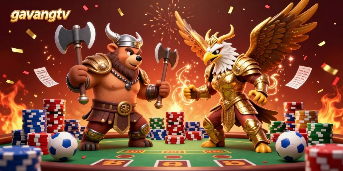Experience thrilling sports betting with gavangtv, featuring a Viking bear and Valkyrie in action.