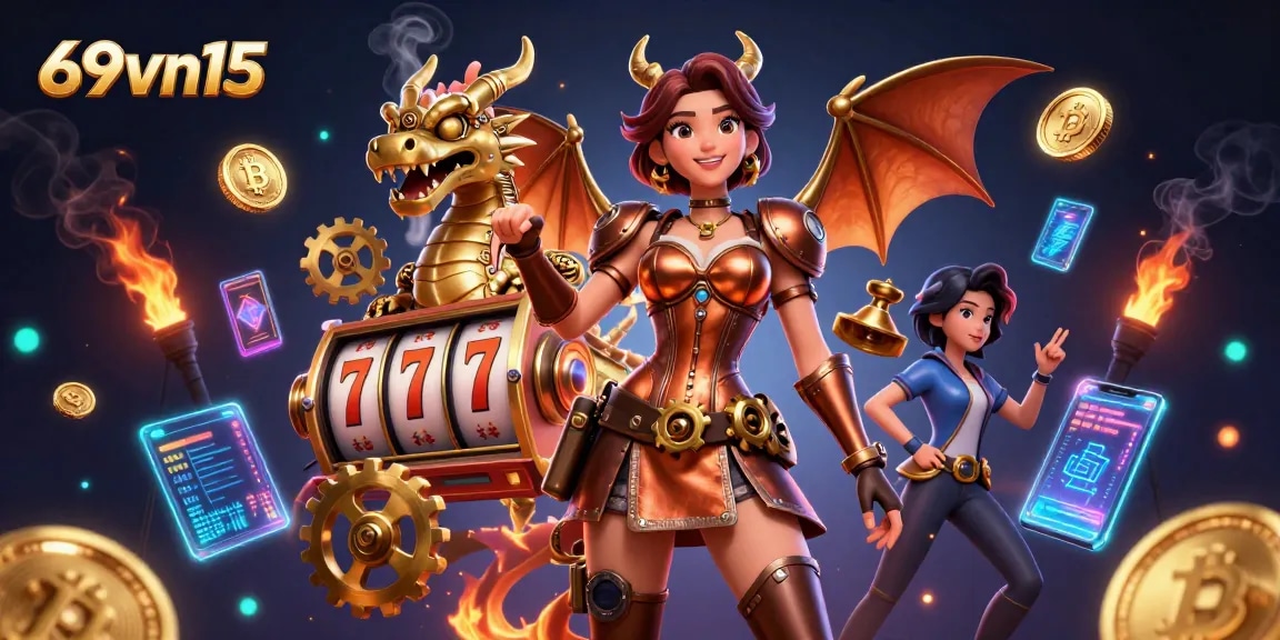 Engage with 69vn15's captivating online casino world featuring vibrant 3D characters and dynamic gaming elements.