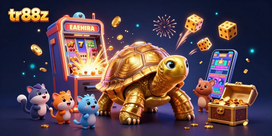 Experience thrilling gameplay at tr88z with a giant tortoise pinball and exciting casino symbols.