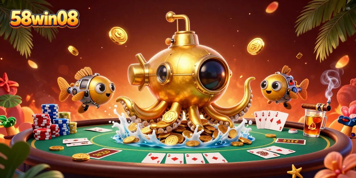 Experience the thrill of winning at 58win08 with extravagant poker gameplay and oceanic treasures.