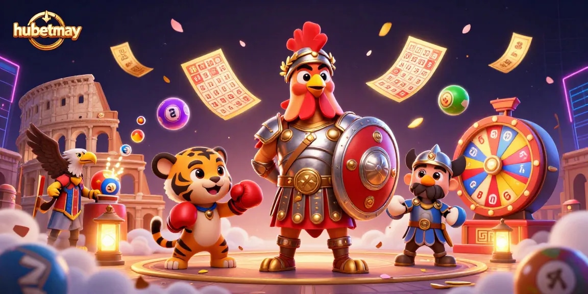 Engage in thrilling gameplay with hubetmay's colorful lottery scene featuring dynamic game elements.