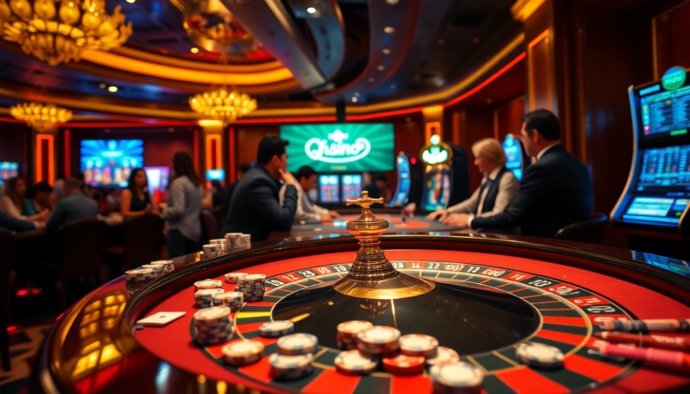 Experience the thrill of SUNCITY's casino with lively players at roulette tables and slot machines.