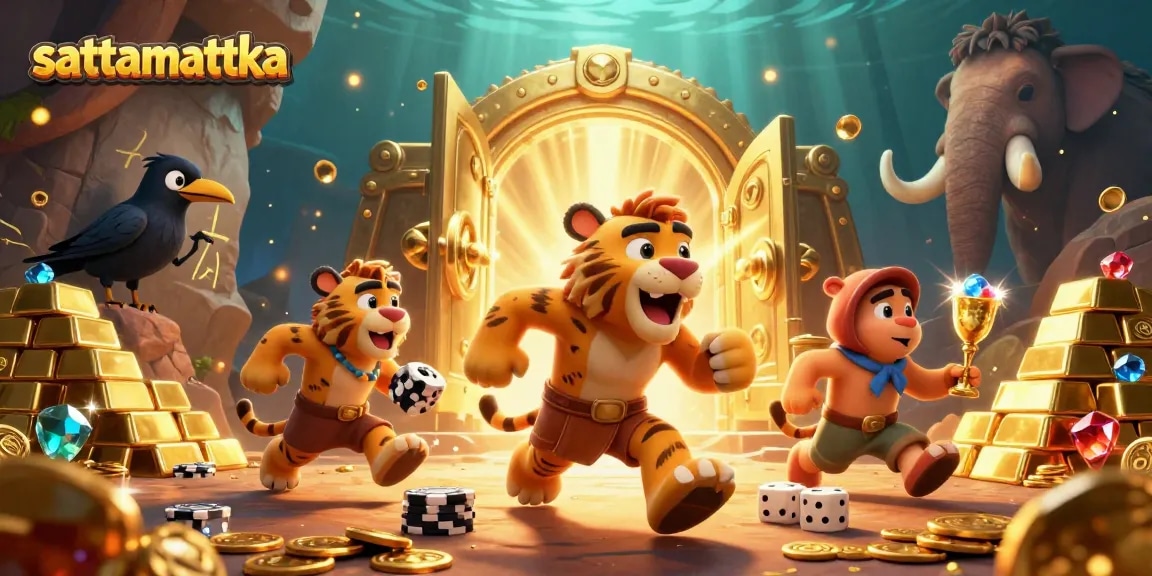 Experience the thrill of sattamattka as caveman characters engage in a vibrant prehistoric casino.