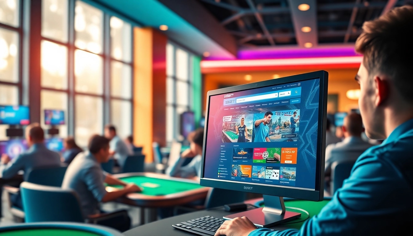 Engaging SBOBET online gaming scene showcasing sbobet.dance's vibrant casino atmosphere.