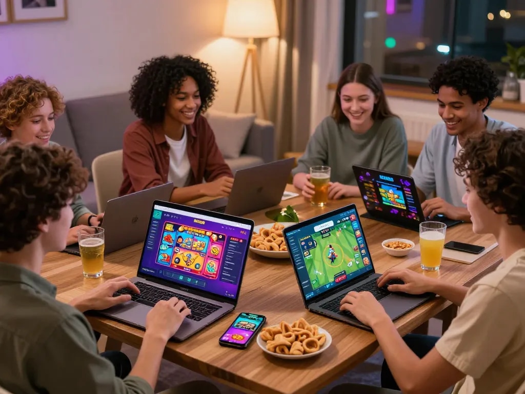 Engaging gaming experience on hit club platform with diverse players enjoying various games.