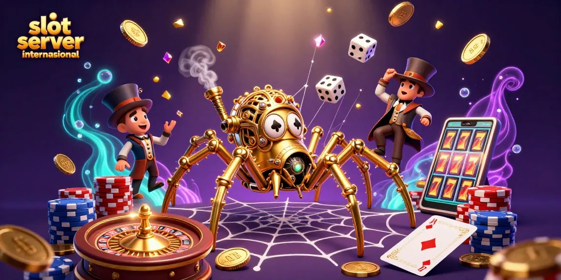 Engage with slot server internasional in a vibrant 3D casino scene filled with jackpot features and energy.