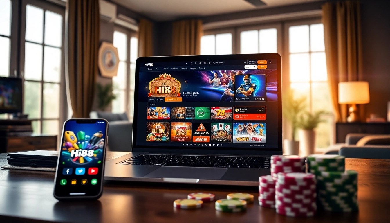 Interactive gaming experience on stimmgewitter.org featuring Hi88's vibrant online gambling interface.