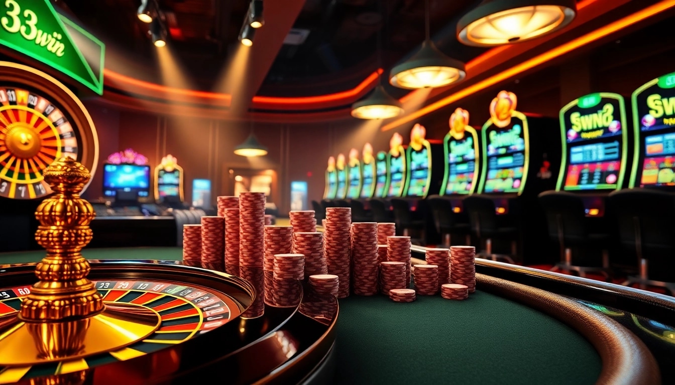 Experience thrilling gambling action at 33WIN with a vibrant poker table and exciting game visuals.