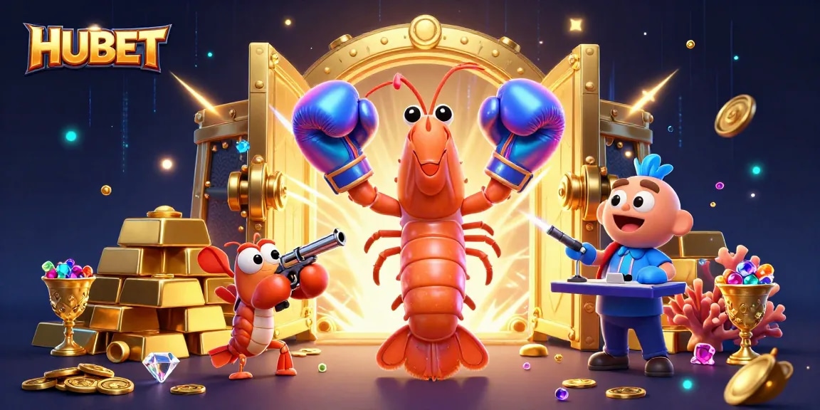 Experience the thrill of HUBET with vibrant gaming elements and characters in a dynamic casino scene.