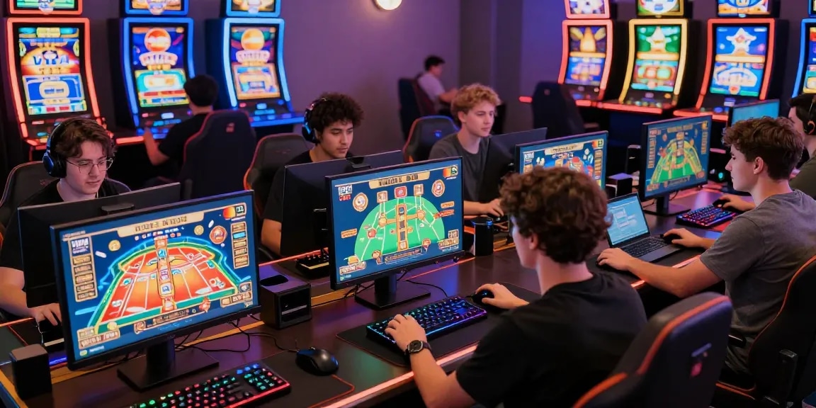 Exciting scene of players engaging with credit card deposit casinos while enjoying vibrant online games.