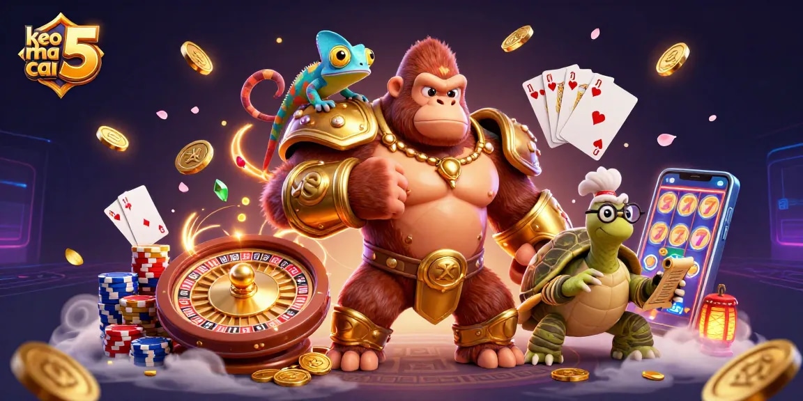 Experience excitement with keo nha cai 5 showcasing vibrant gambling characters and dynamic casino elements.