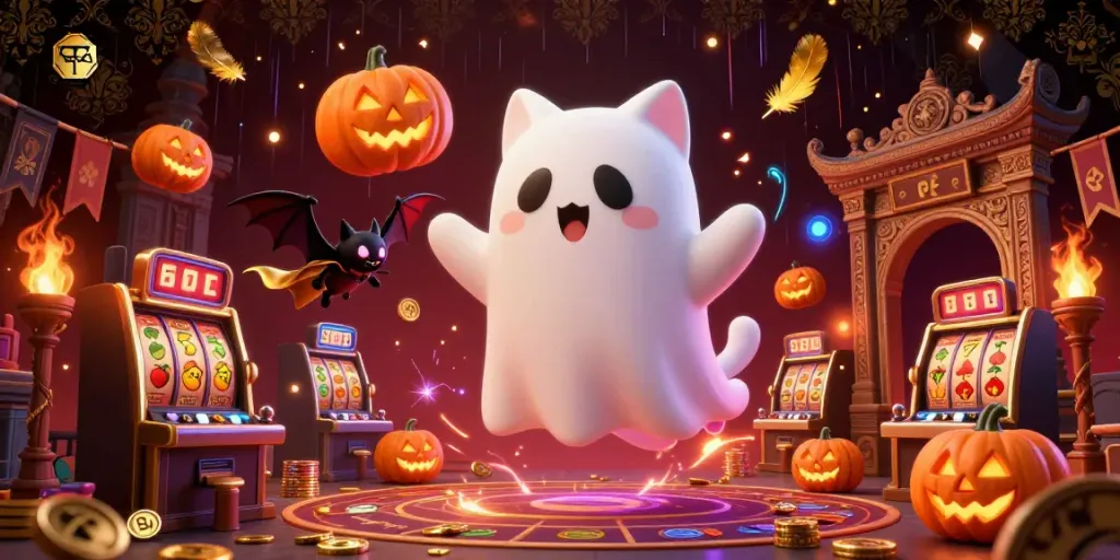 Play games and win rewards with 28betcom in a captivating haunted casino illustration.