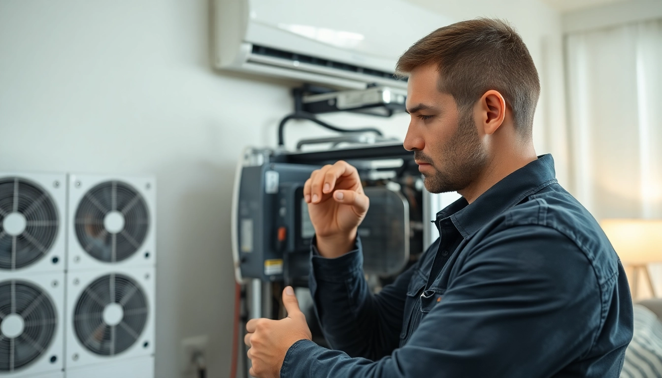 Air Conditioning Repair Tampa technician servicing an HVAC unit in a modern home.