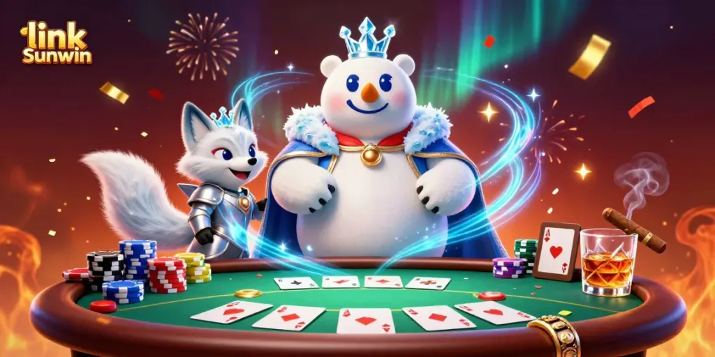 Join the excitement with link Sunwin as you play enticing poker games at a vibrant casino table.