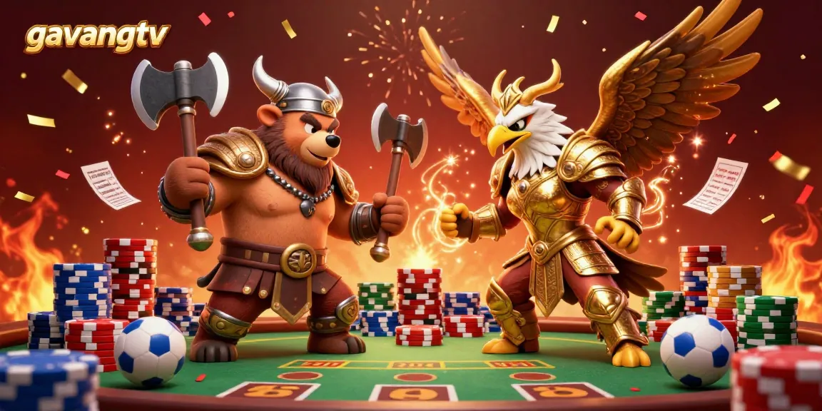 Experience thrilling sports betting with gavangtv, featuring a Viking bear and Valkyrie in action.