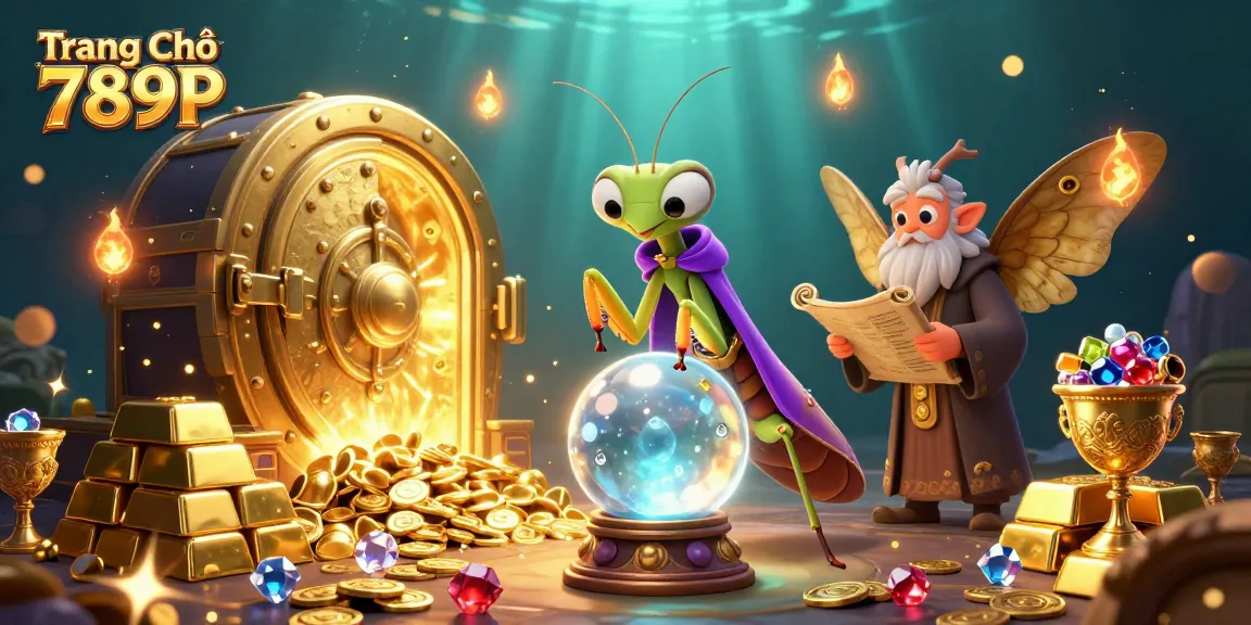 Experience the thrilling magic of Trang Chủ 789P as you gaze into a mystical crystal ball surrounded by treasures.