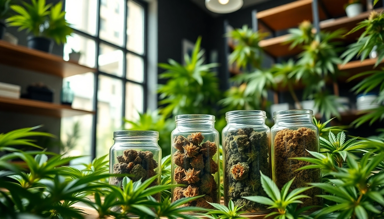 Cannabis & Weed for Sale UK showcased in an inviting retail environment with vibrant greenery.