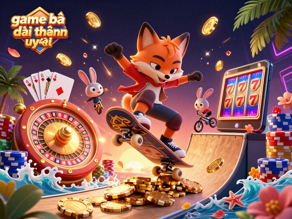 Experience the thrill of game bài đổi thưởng uy tín with vibrant casino elements and dynamic characters in action.