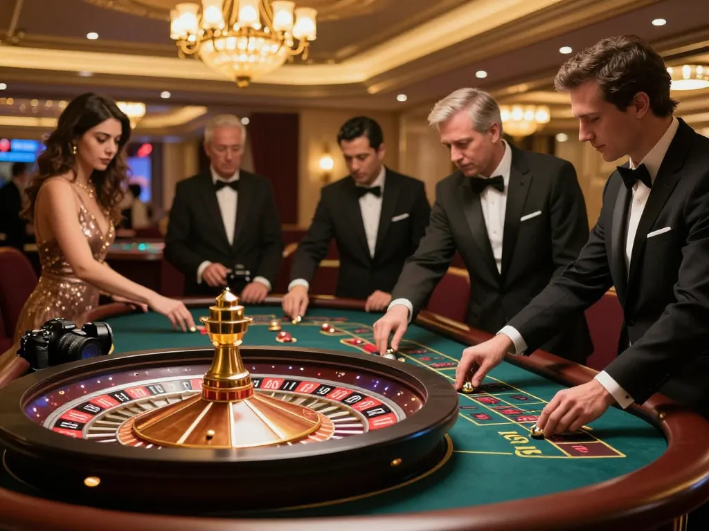 Exciting roulette gameplay at open888 casino with players placing bets on the lavish table.