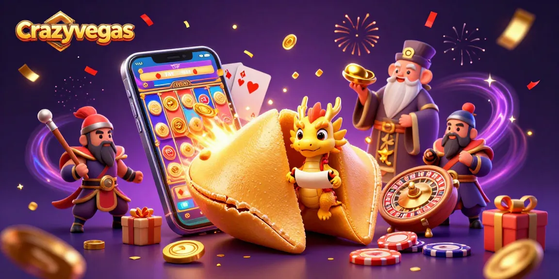 Spin and win with crazyvegas in a vibrant 3D casino scene filled with golden treasures and slot games.