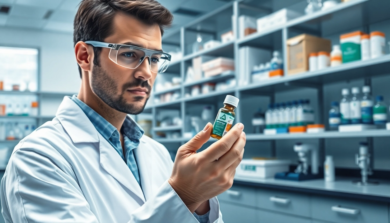 Scientist analyzing molecular structure of Retatrutide in a lab.