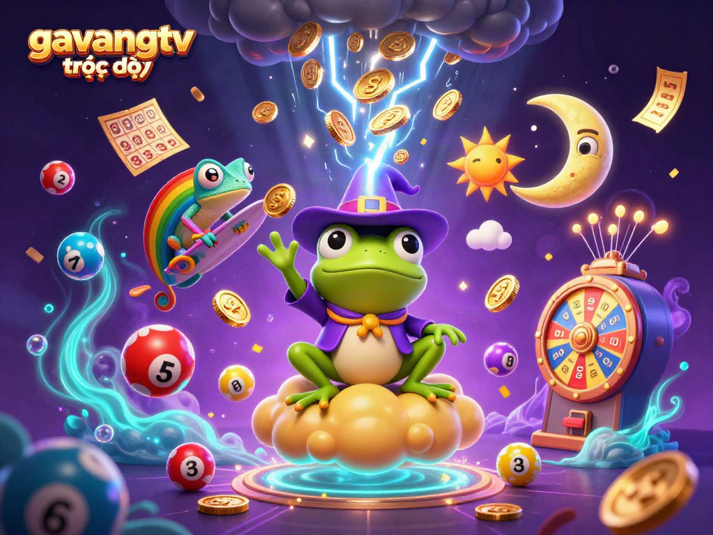 Experience the excitement of gavangtv trực tiếp with golden coins and vibrant gaming elements in action.