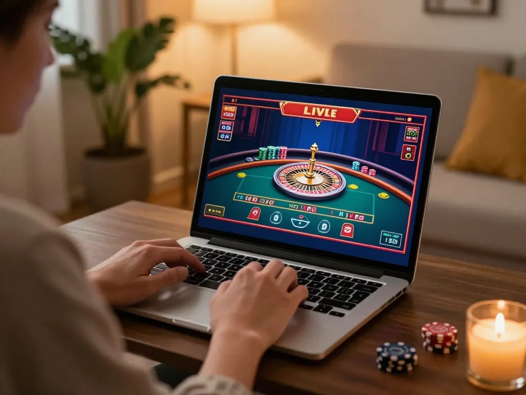 Experience the thrill of gaming with the open88 link, showcasing online roulette gameplay in a cozy setting.