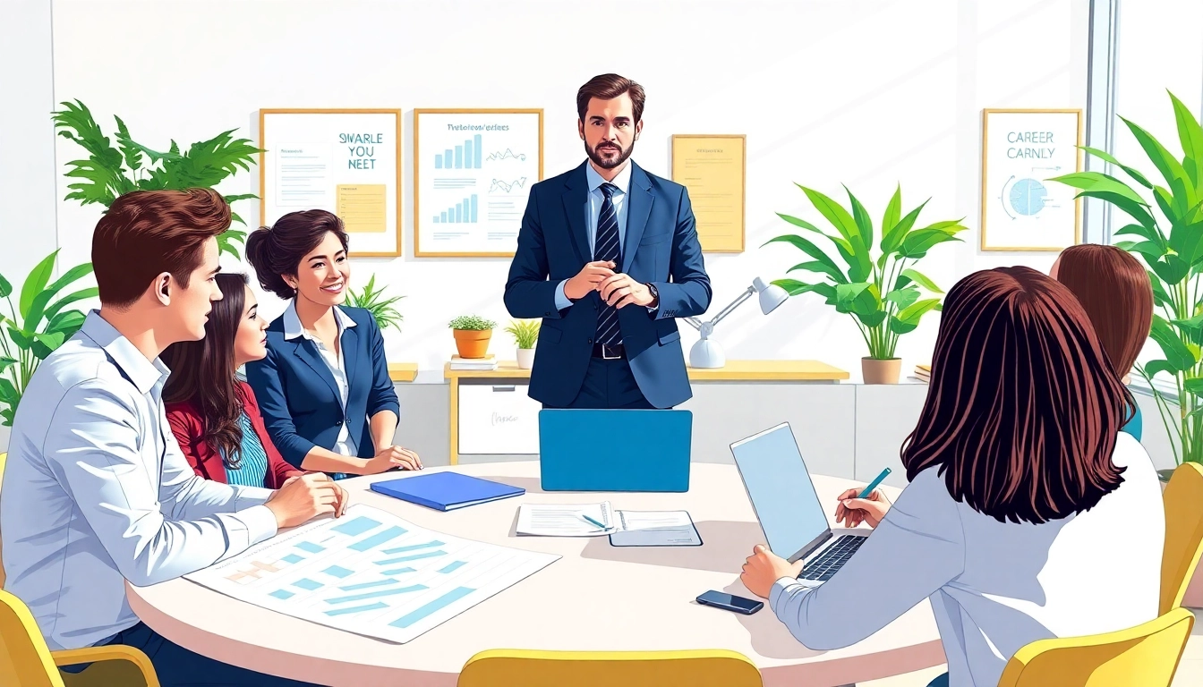 Engaging illustration of a career workshop focusing on finding the Ideal career.