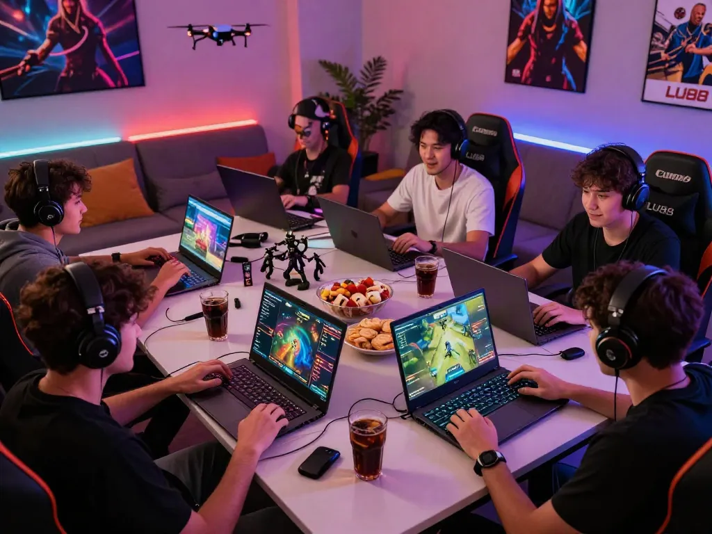 LU88 online gaming enthusiasts enjoying diverse games in a vibrant setting.