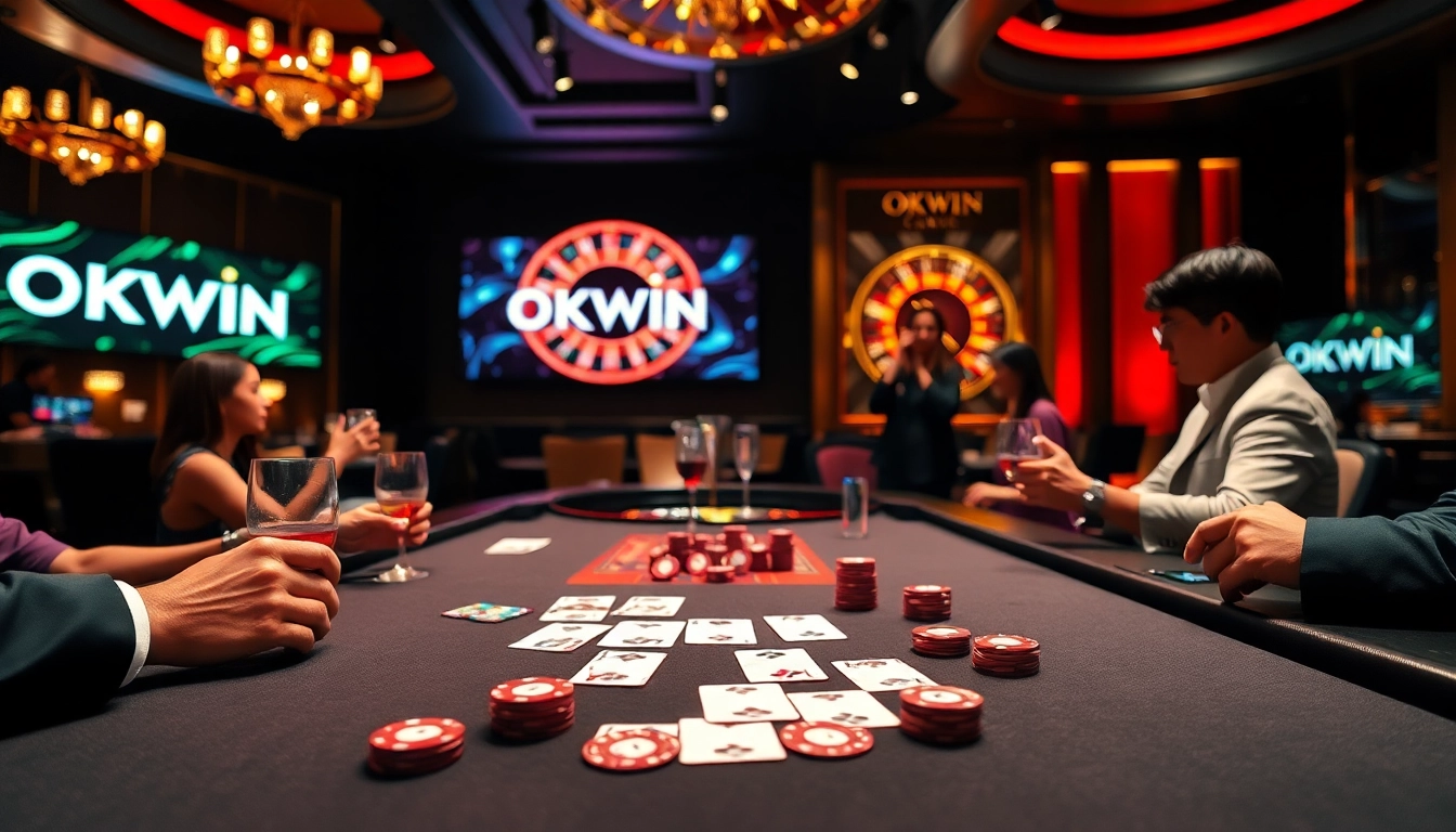 Experience luxury gambling at OKWIN with an engaging poker game and a lively atmosphere.
