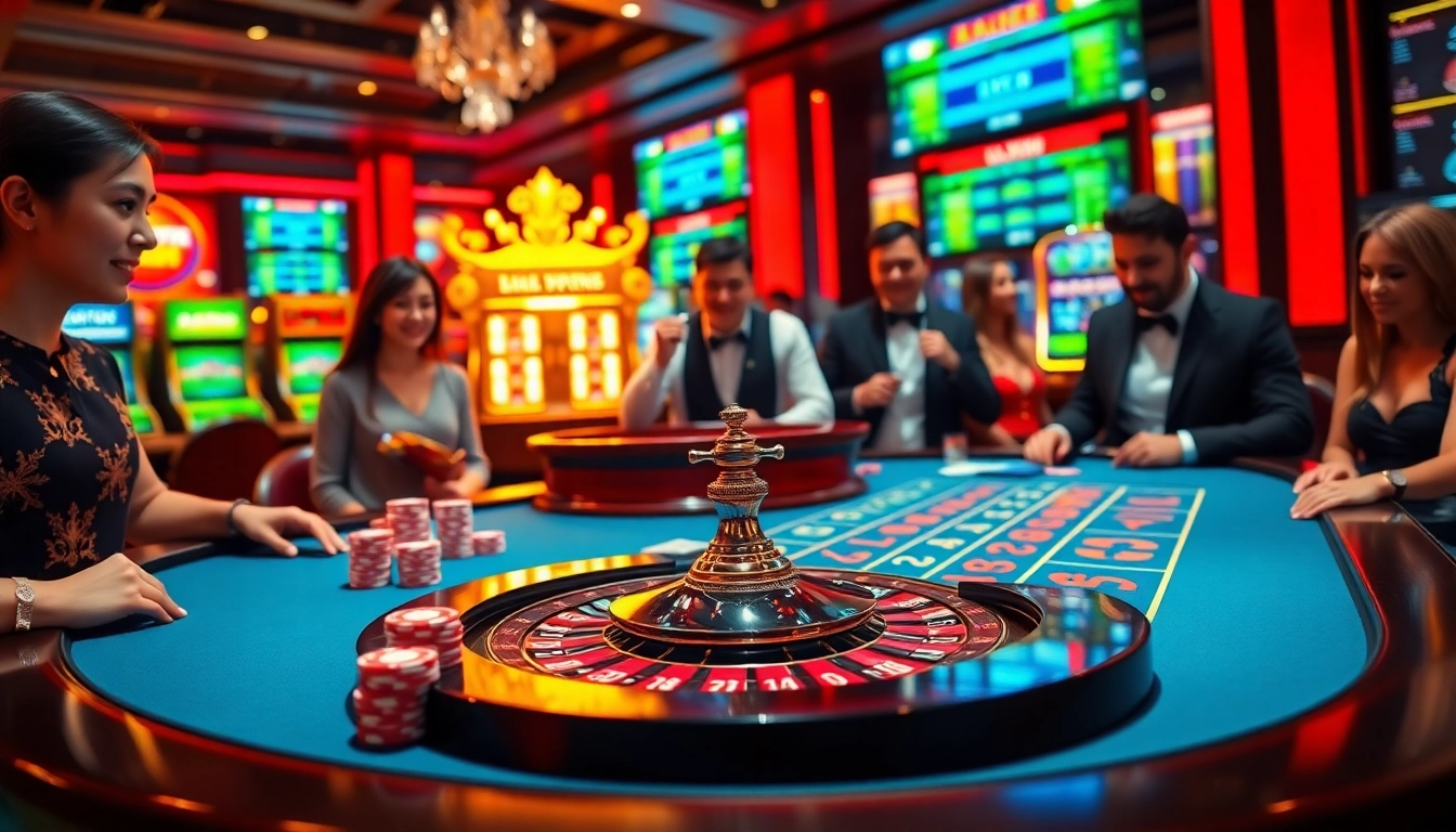 Excitement at the LIXI88 casino table featuring vibrant lighting and professional poker setup.