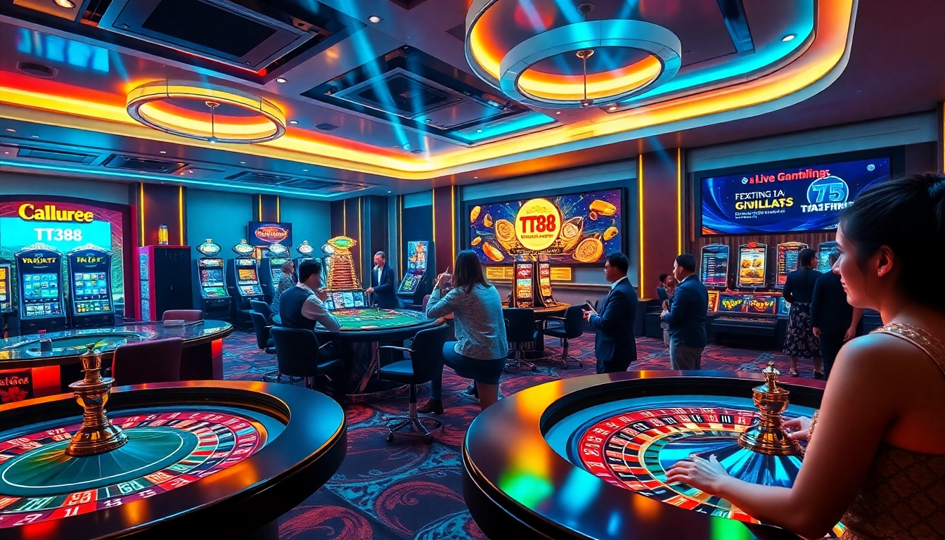 Engage with the thrilling atmosphere at https://tt88a.uk.com/, featuring luxury casino tables and vibrant gaming action.