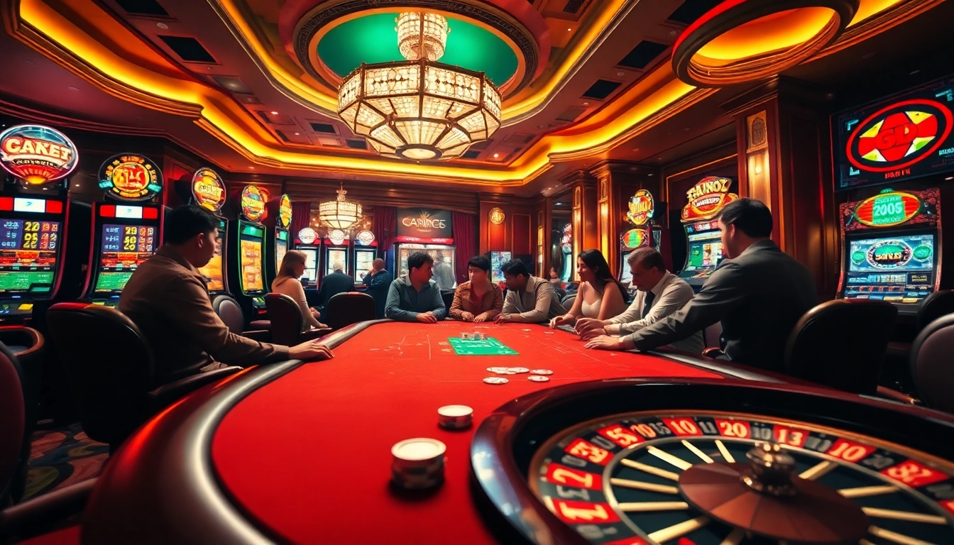 Experience thrilling action at c54.gb.net with vibrant casino tables and spinning roulette wheels.