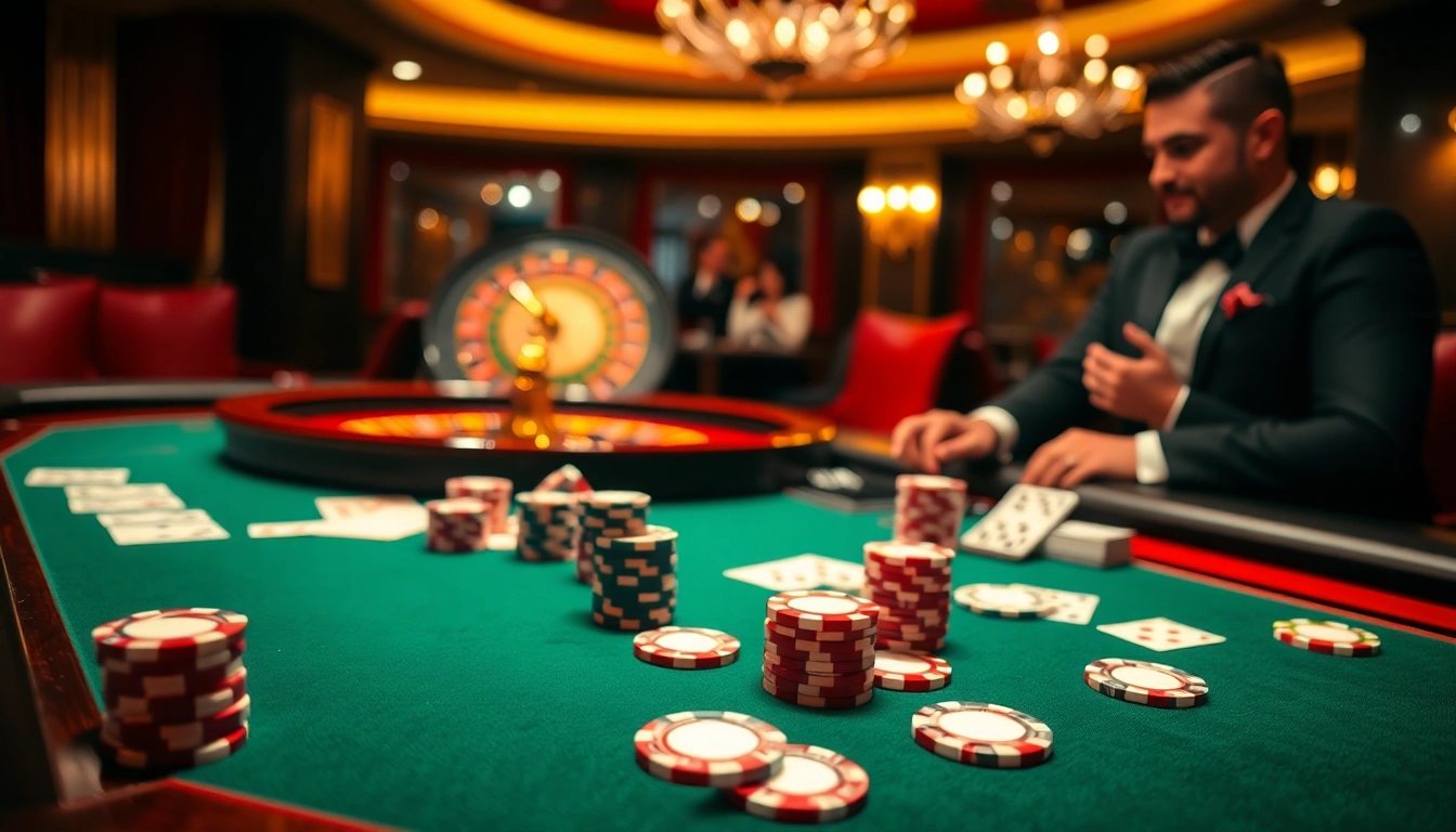 A thrilling poker game at https://zk88.club/ with luxurious poker chips and cards, reflecting casino excitement.