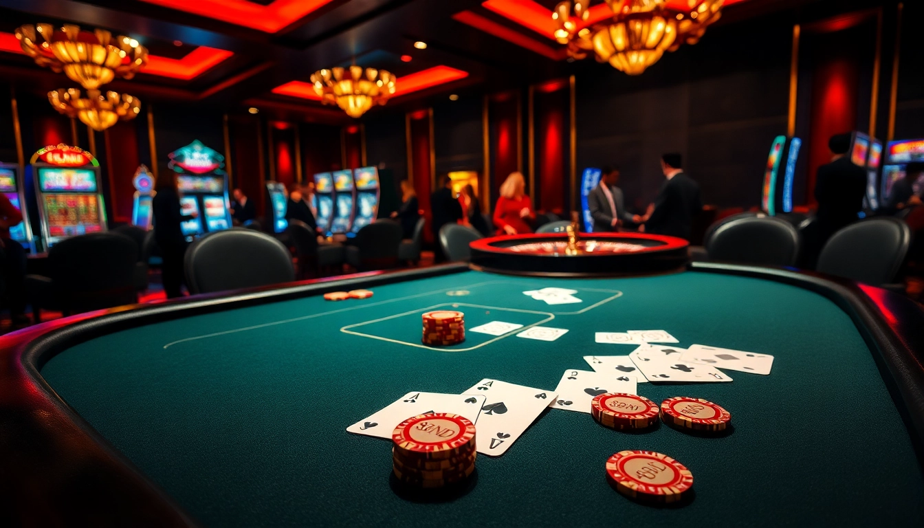 Exciting casino atmosphere featuring 888VND poker chips on a vibrant poker table.