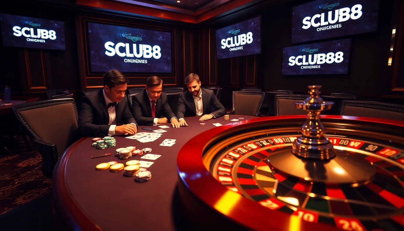 Experience high-stakes poker at SCLUB88, featuring vibrant table games and thrilling atmosphere.