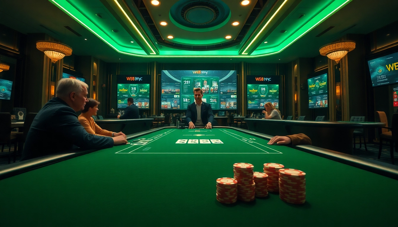 Engaging casino scene at w88.nyc with professional dealer and gaming table.