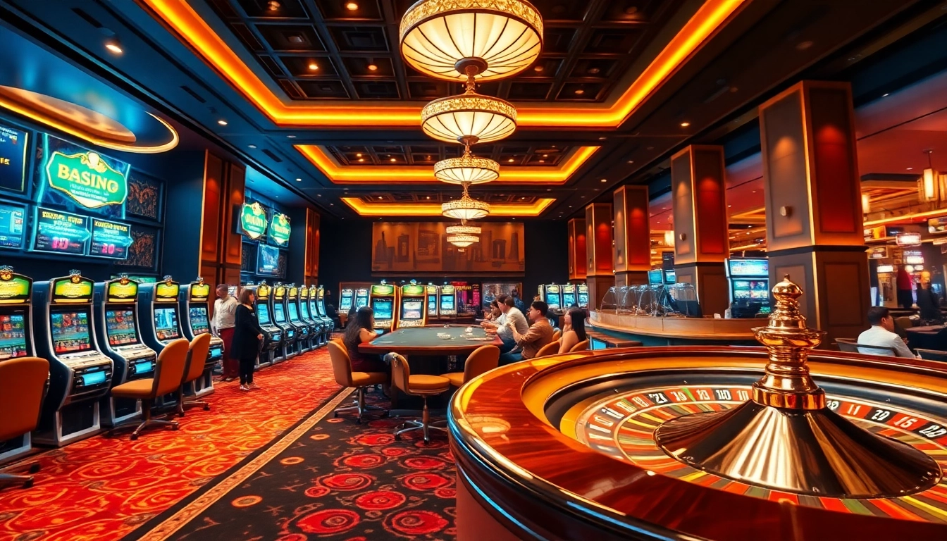 Experience the excitement of Nhà cái U888 with vibrant casino scenes showcasing live games and gaming interactions.