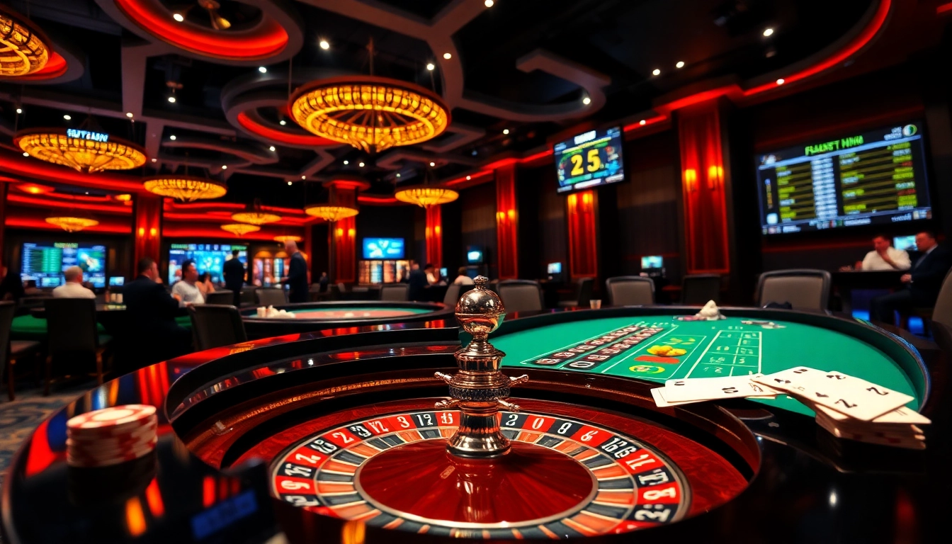 Engaging gambling scene at https://nhacaiuytin.news/ displaying an electrifying roulette table and intense players.