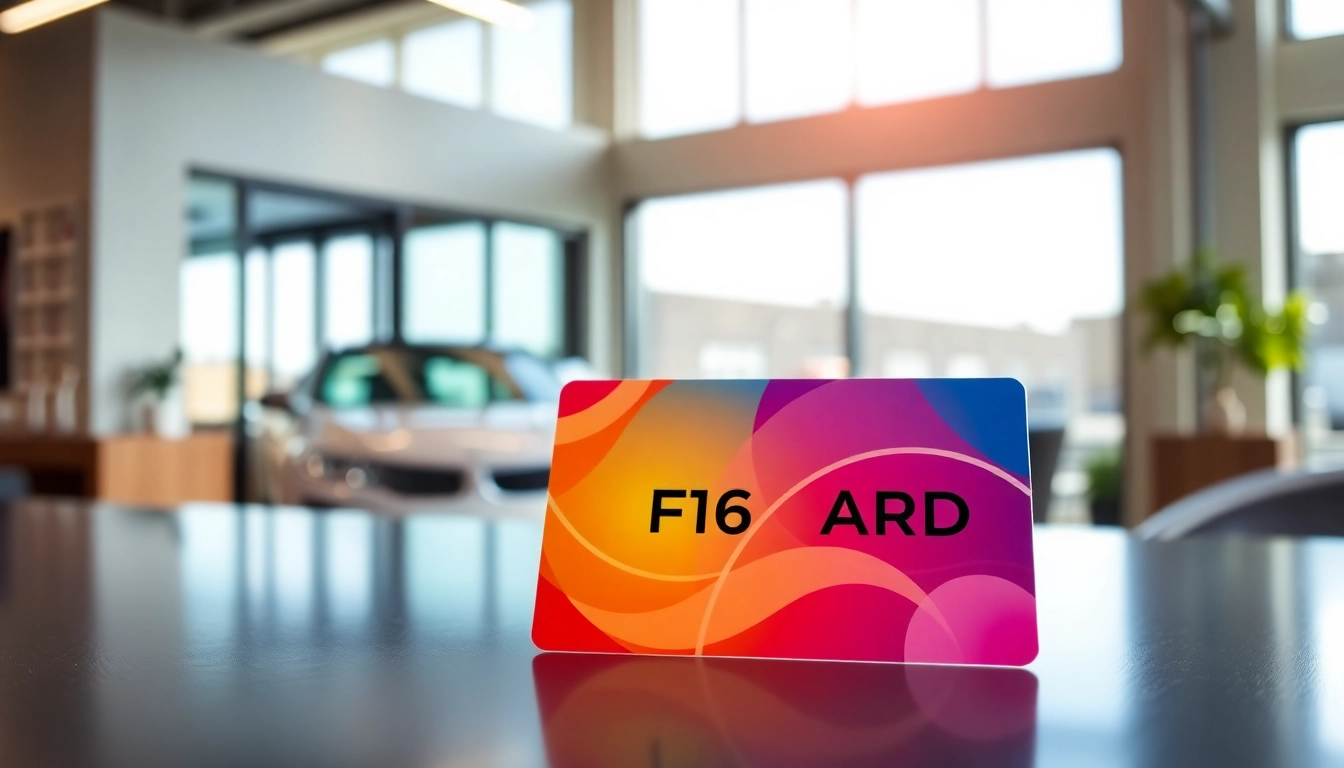 Captivating window tint gift card showcased on a modern desk in an inviting automotive setting.