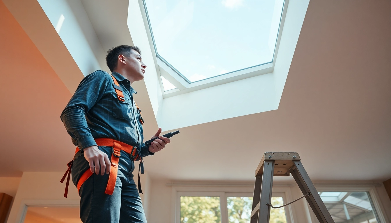 Velux repairs in progress by a skilled technician, showcasing expert skylight maintenance.