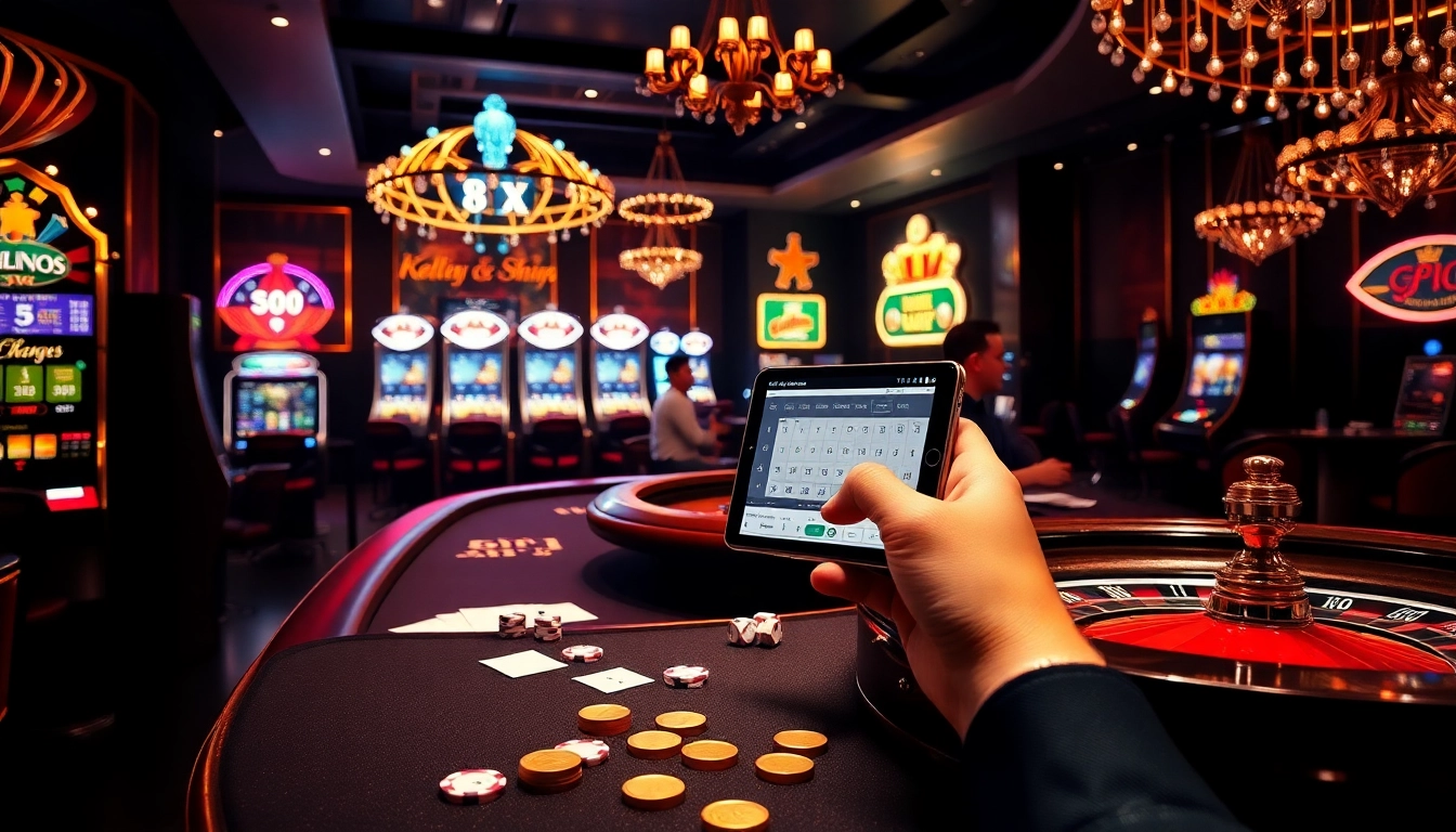 Experience advanced gaming with tải app 8xx, showcasing excitement at casino tables and slot machines.